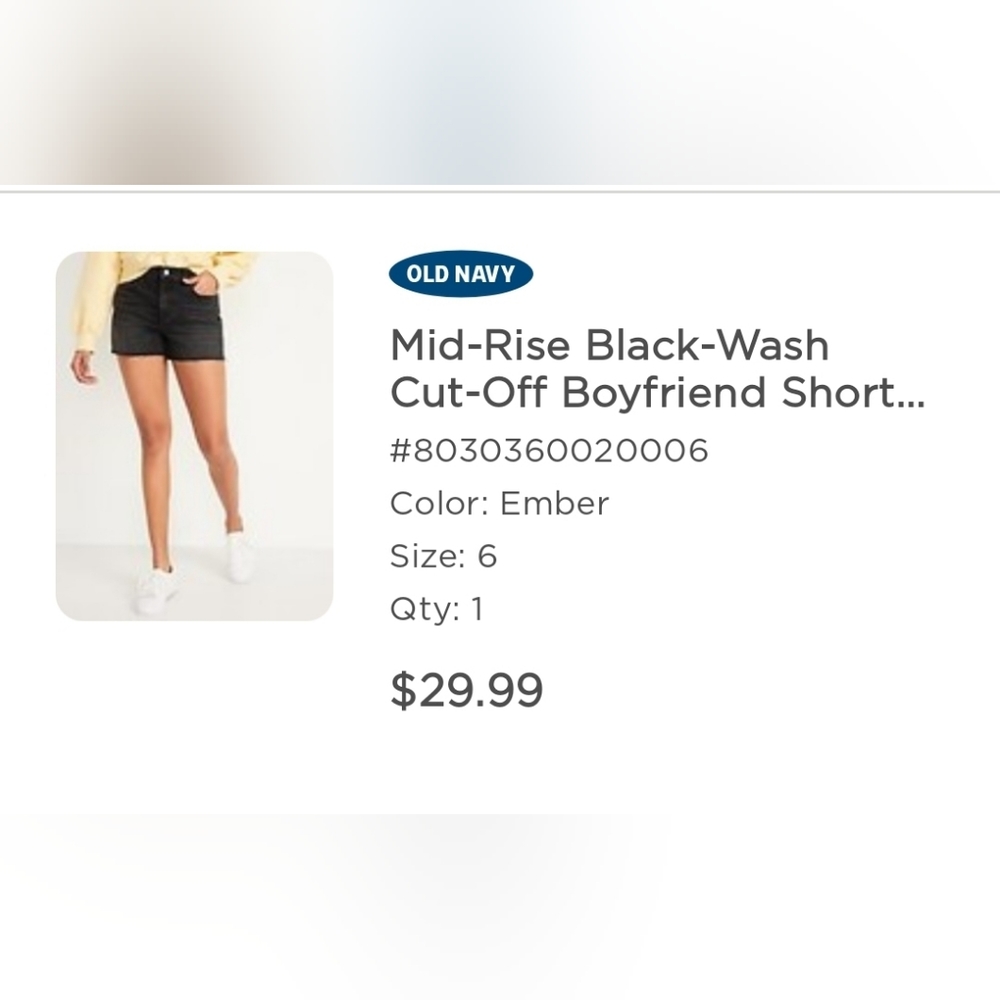 Mid rise black shorts size 6